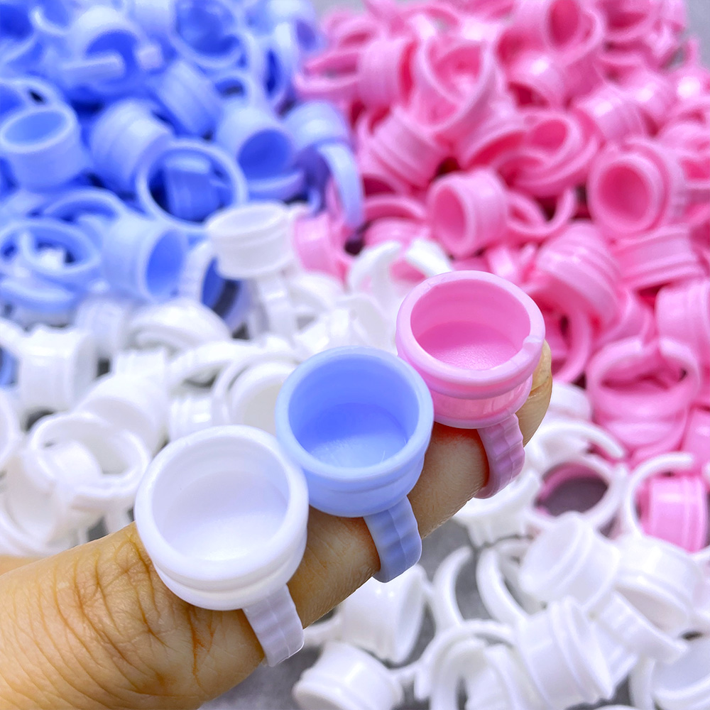 Eyelash Extension Examples - 100Pcs Disposable Glue Ring Cup For