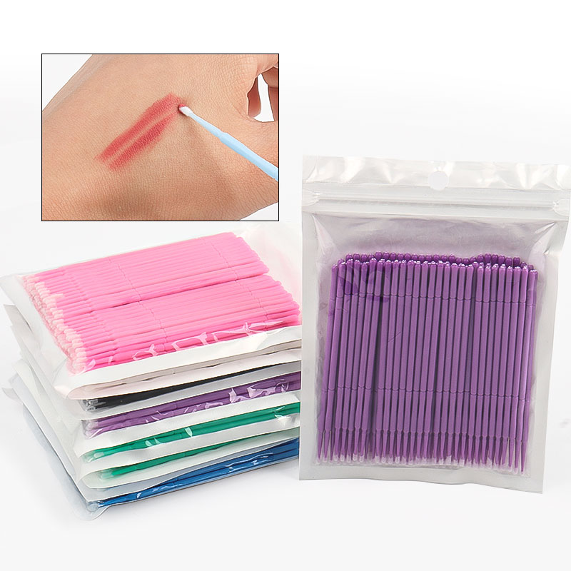 Eyelash Extension Examples - 100PCS/Bag Bamboo Eyelash Extension Cleaning Swabs