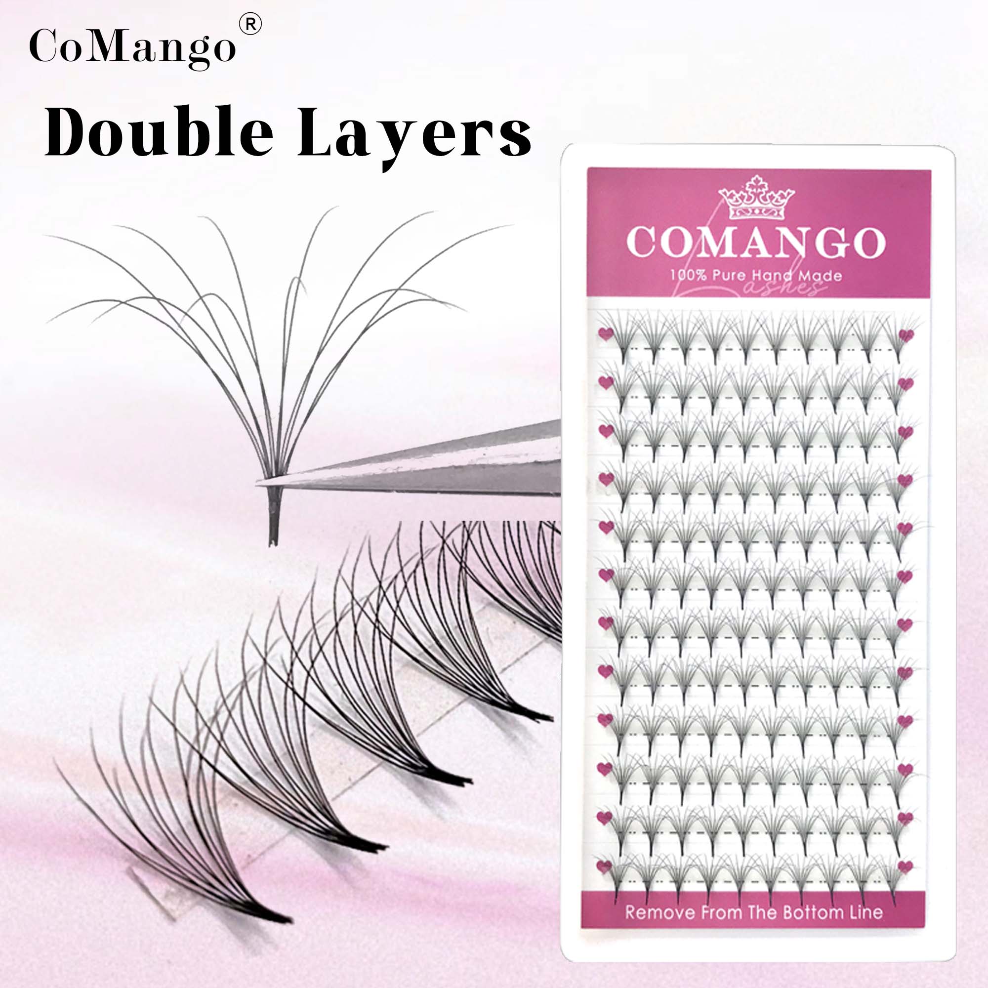 Eyelash Extension Double Volume - CoMango Double-Layer Fluffy Premade Volume Fans