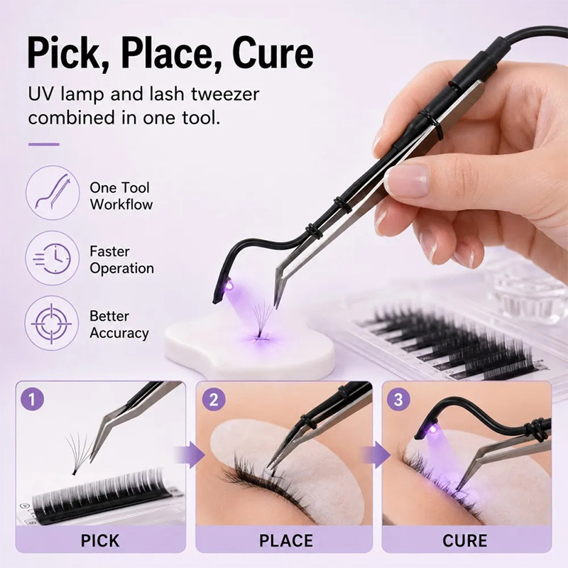 Mini UV Lash Lamp Tweezers 2‑S - Eyelash Extension Examples review and price